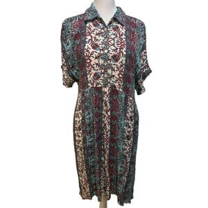 Anthropologie Uncle Frank Floral Frayed Hem Shirt Dress‎ Size Small